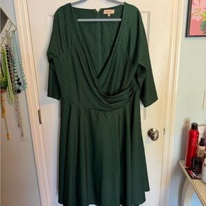 Dark green polka dot retro pinup vintage style swing dress